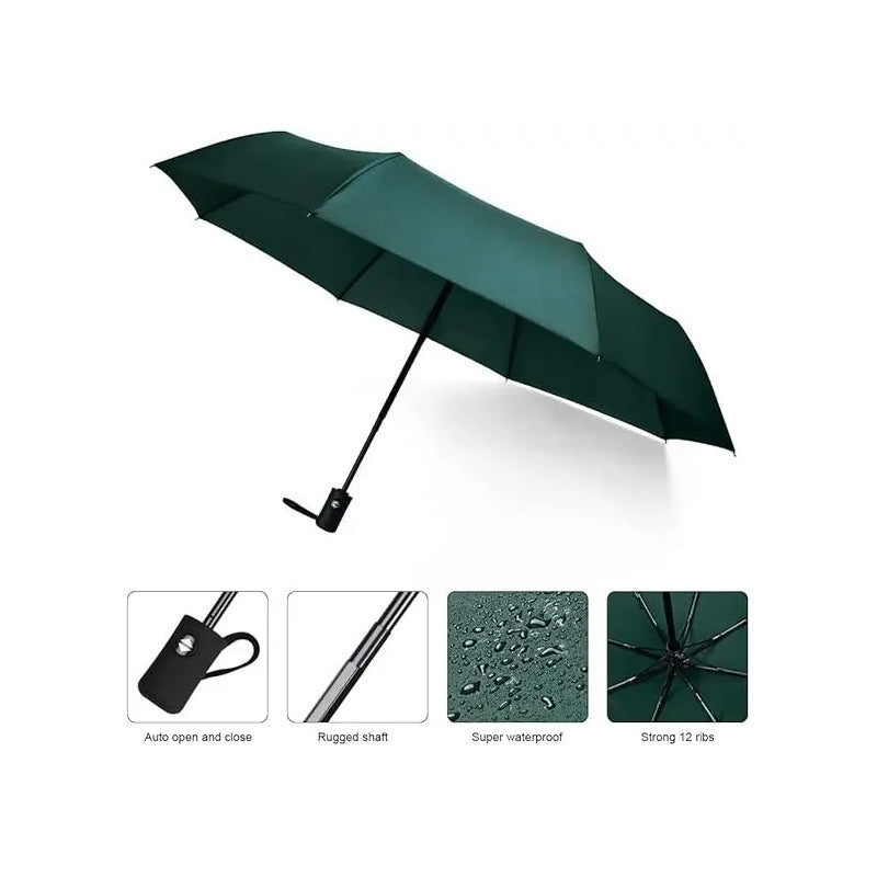 Parasol Retractil Plegable Lluvia 8 Varill Adulto Clasico