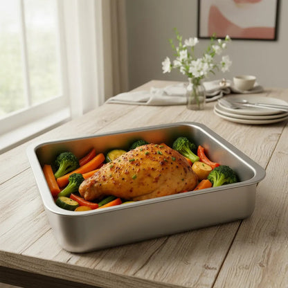 3 Bandeja Horno Reposteria Acero Inoxidable Multiuso 31x21cm