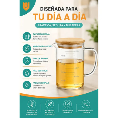 Taza Medidora Vidrio 350ml Transparente Vidrio Repostería Transparente
