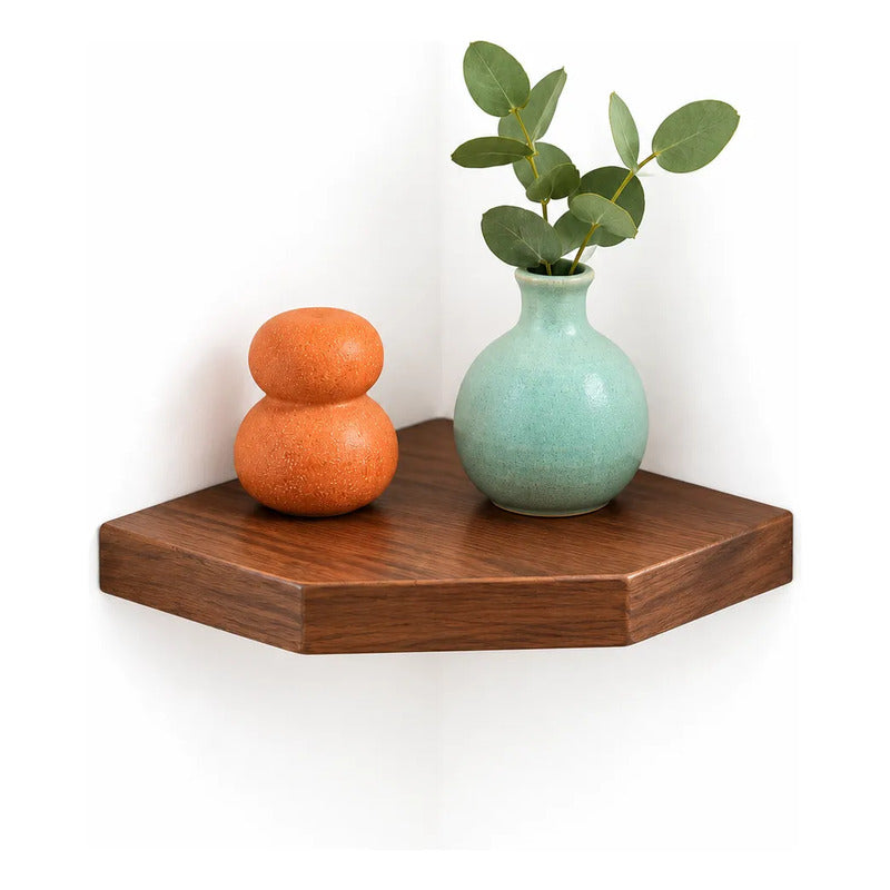 2 Repisas Esquineras Mdf Marrón 30x30 Cm Dormitorio Living Marrón