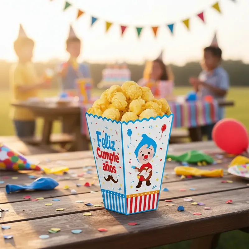 6 Cajas Cabritas Payasito Caja Para Cabritas Palomitas Fiest Multicolor