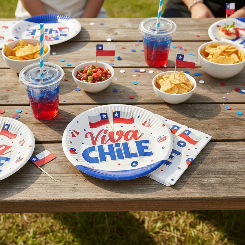 X20 Platos Fiestas Patrias Desechables Decoración Fiestas