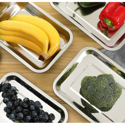 Bandeja Horno Acero Inoxidable Hornear Alimentos 40x30x2cm Color Plateado Plateado