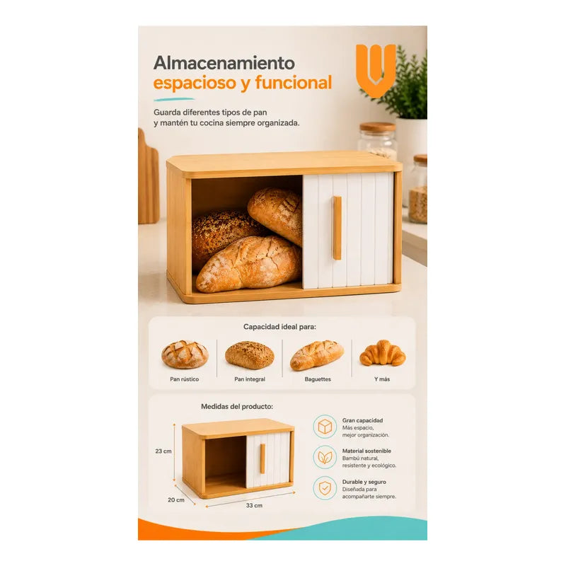 Panera Bambu Puerta Enrollable Almacenamiento Multiuso Hogar Panera Bambu Enrollable Cocina Organizador Pan Multiuso Hogar Almacenamiento Natural Cuadrada Bambu Natural Beige Madera Clara Arena...
