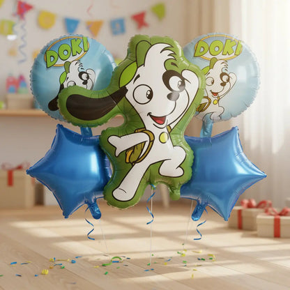 Set 5 Globos Metálicos Doki Globos Metalizado Perro Doki Azul Y Verde