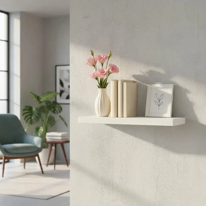 Estanteria Suspendida Decorativa Sala Baño Orden Mdf 50x15cm Madera Clara Escandinava Estilo Natural Decorativo Sala Cocina Organizador Mural Elegante