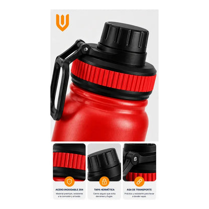 Termo Botella Acero Inoxidable Agua Termica Bebidas Camping Rojo