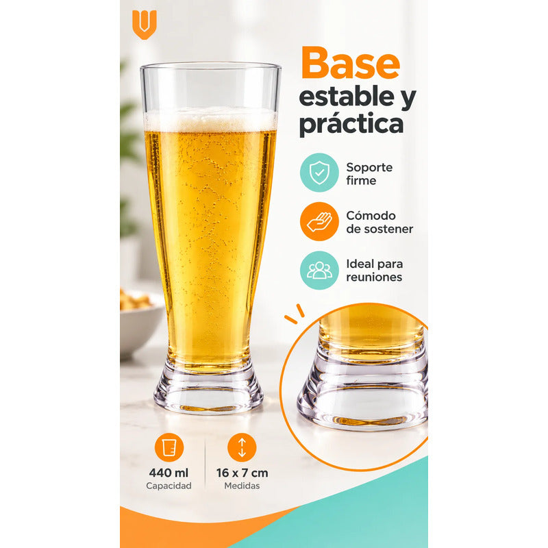 Vaso Acrilico Cervecero Reutilizable 440 Ml Transparente Vaso Transparente