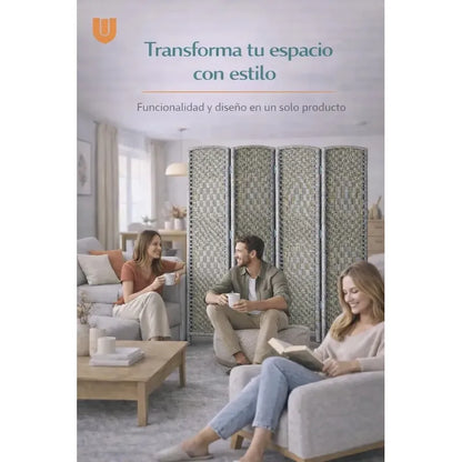 Divisor Espacios Hogar Oficina Panel Plegable Tela 4 Cuerpos Diseño Minimalista Plegable Gris Claro Estilo Nordico Tonalidad
