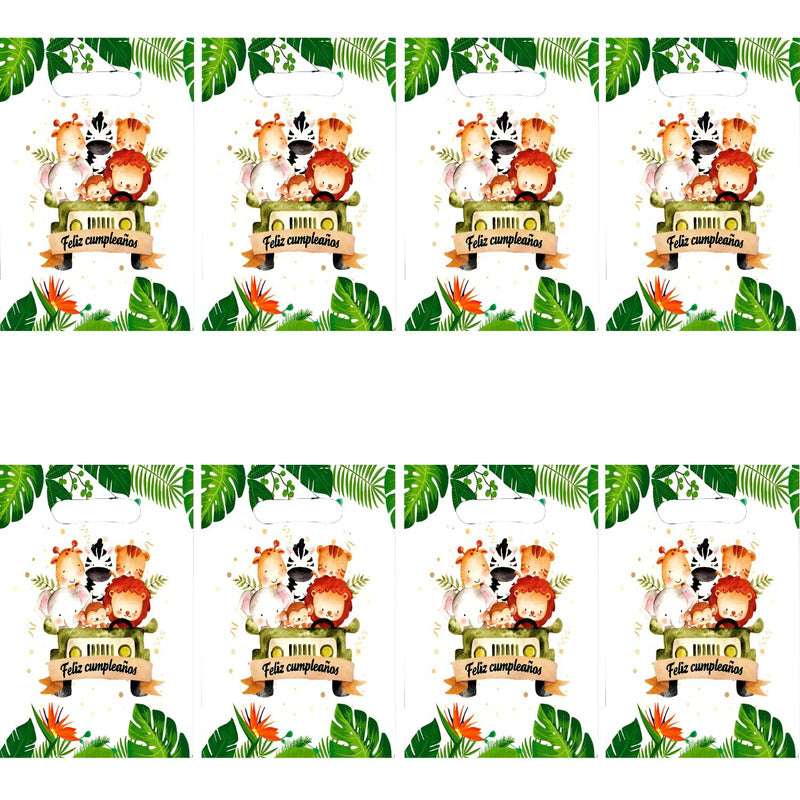 X10 Bolsa Para Piñata Safari Decoración Cumpleaños Safari Multicolor Safari Grande