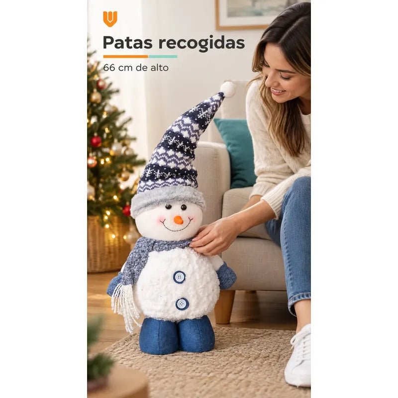 Muñeco Nieve Navideño 86cm Retraible Decorativo Figura Blanco Muñeco Adorno Navideño Muñeco Papá Noel Viejito Pascuero Santa Claus Gorro Barba Blanca Figura Verdes Cascabel 86cm Retraible