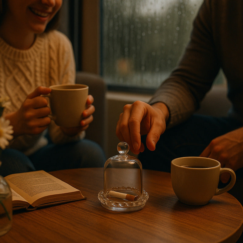 Cenicero De Vidrio Circular Con Tapa Cenicero Vidrio Redondo