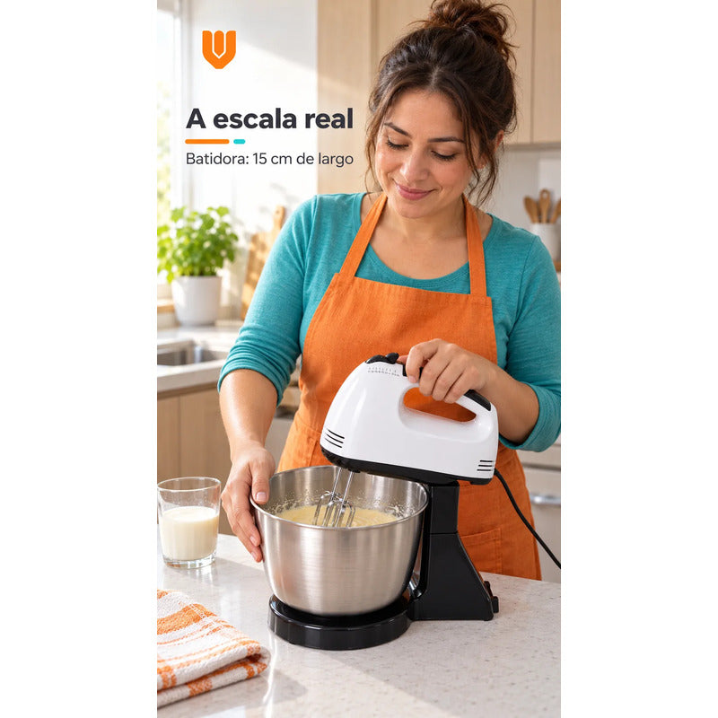 Batidora Electrica 7 Velocidades Base Tazon Pedestal Blanco Batidora Eléctrica Mano Base Tazón Mezcladora Repostería 350 W 7 Velocidades Batidores Ganchos Postres Cremas 50 Y 60 Hz