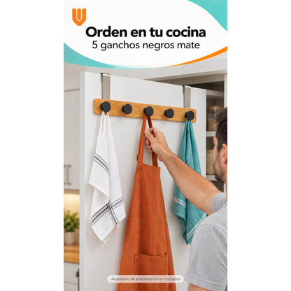 Perchero Ropa Madera 40cm Negro 5 Ganchos Vitrineon Cl Negro Perchero Puerta Bambú Blanco Cinco Ganchos Colgador Ropa Toallas Bolsos Organizador Horizontal Dormitorio Entrada Hogar 40cm