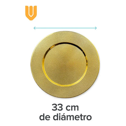 Plato Base Dorado Vajilla Navidad Juego De Plato Dorado 33cm