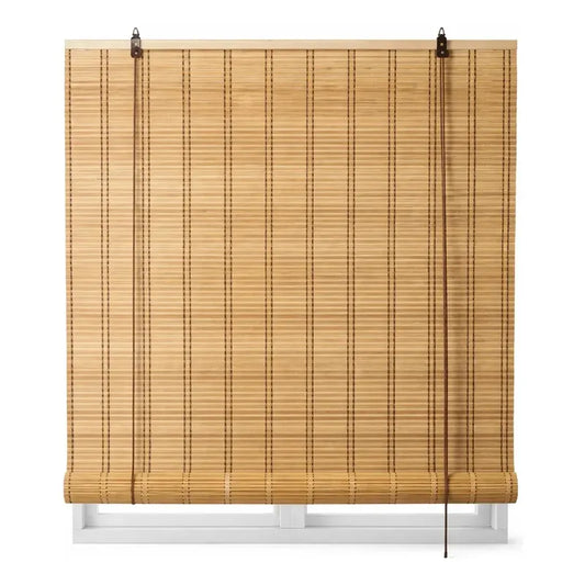 2 Cortina Roller Persiana Enrollable 150x180cm Bambú Natural Marrón Bambu Natural Decorativo Roller Enrollable Madera Rayas Control Luz Estilo Nordico Ventanas Hogar Oficina