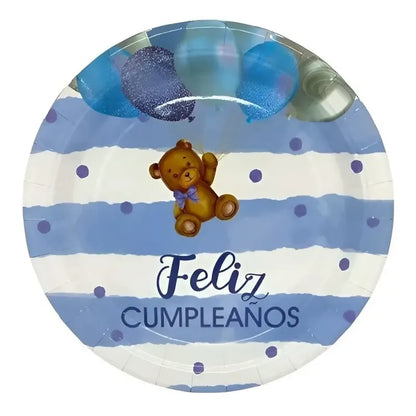Platos Desechable Feliz Cumpleaños Decoracion Cumpleaños  Azul