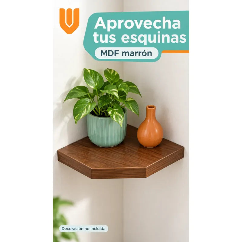 Repisa Esquinera Flotante Mdf Marron 30x30 Cm Vitrineon Cl Marron Repisa Esquinera Flotante Estante Mdf Marrón Decoración Rincón Pared Hogar Plantas Adornos Fotografías Living 30x30