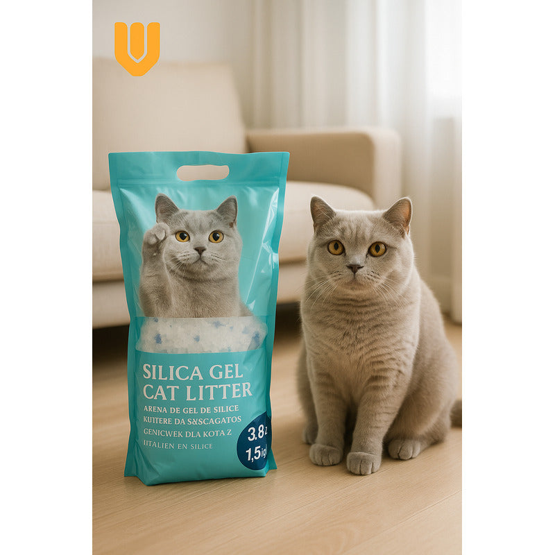 Arena Gato Sílice Cristales Máxima Absorción Inolora Premium