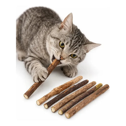 10 Snack Para Gatos Palitos Hierba Gatera Juguete Yerba Gato Marrón