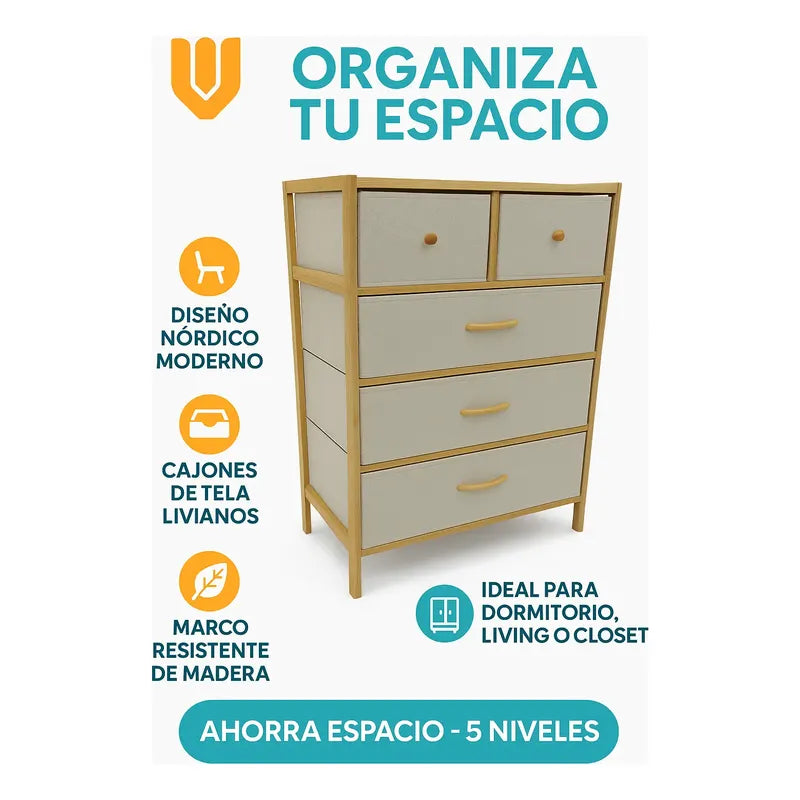 Estante Bambu 4 Niveles Baño Organizador Duradero Resistente Bambu/cajones Blancos