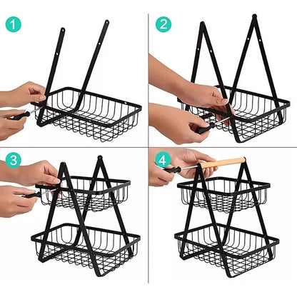 Frutero De Mesa Cesta Para Frutas Canasto Organizador Fruta Negro