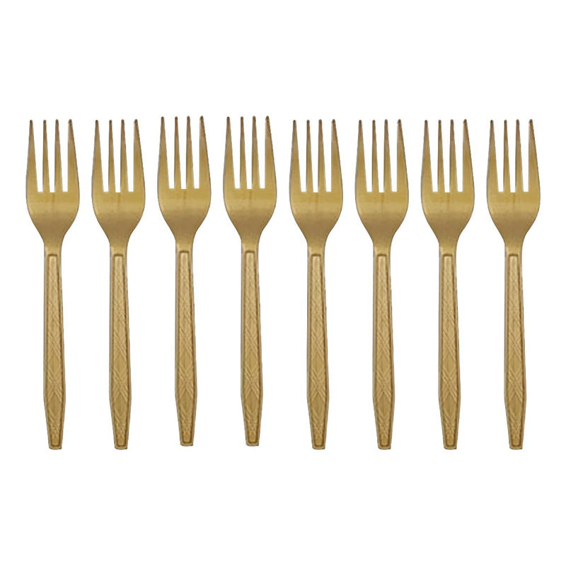 X24 Tenedor Plástico Desechable Fiesta Cubiertos Desechables Dorado Oscuro