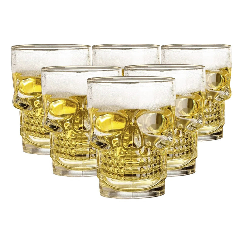 12 Vaso Cervecero Vidrio Vasos Shoperos Cerveceros Calavera