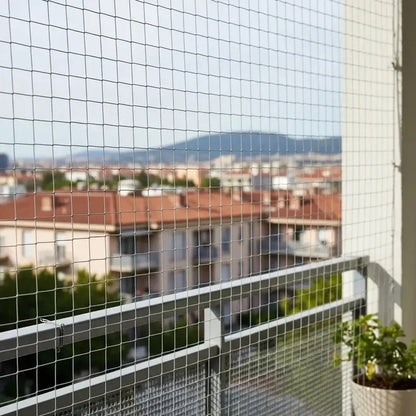 Malla Anticaidas Gatos Hogar Exterior Durable 6x3 Mts Blanco Neutro Discreto Balcon Seguridad Mascotas Visual Limpio Moderno Exterior Integracion Estetica Hogar Resistente Duradero