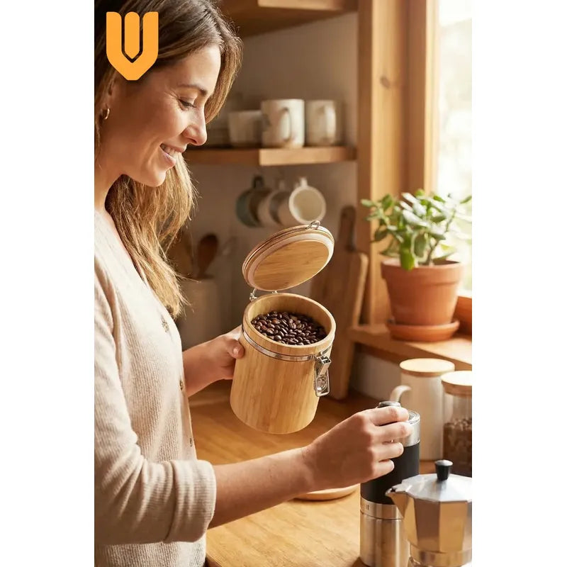 Frasco Contenedor Alimentos Recipiente Hermetico Bambu 15 Cm Bambú