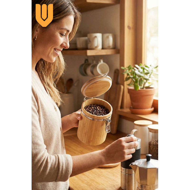 Frasco Contenedor Alimentos Recipiente Hermetico Bambu 15 Cm Bambú