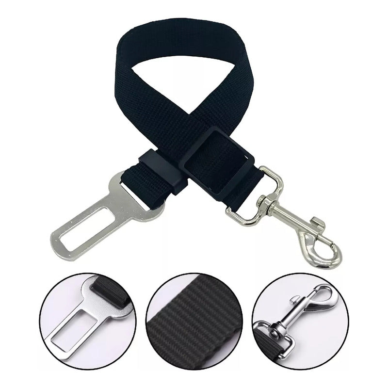 Cinturon Seguridad Color Negro Para Transportar En Auto Mascotas 70cm Negro 70cm
