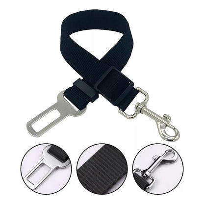Cinturon Seguridad Color Negro Para Transportar En Auto Mascotas 70cm Negro 70cm