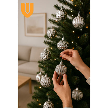 Set 8 Esferas Plástico 12 5 Cm Colgantes Árbol Navidad Dorad