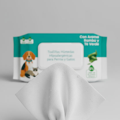 Toallas Humedas Bambu Limpieza Mascota Perro Gato 50und
