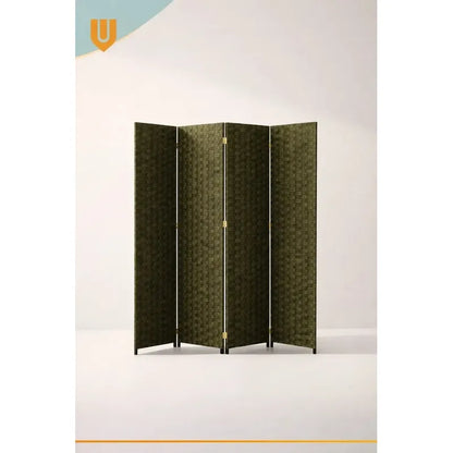 Biombo Separador Ambientes Tela 180cm 4 Paneles Geometrico V Verde Profundo Moderno Decoracion Interior Hogar Oficina Panel Separador Ambientes Elegante Estilo Geometrico Decorativo Divisor...