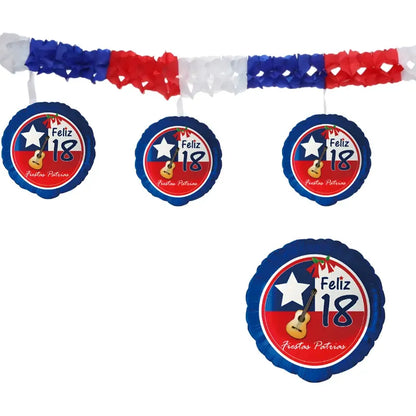 Globos Decorativos Fiestas Patrias Bandera Chile Decoracion Azul