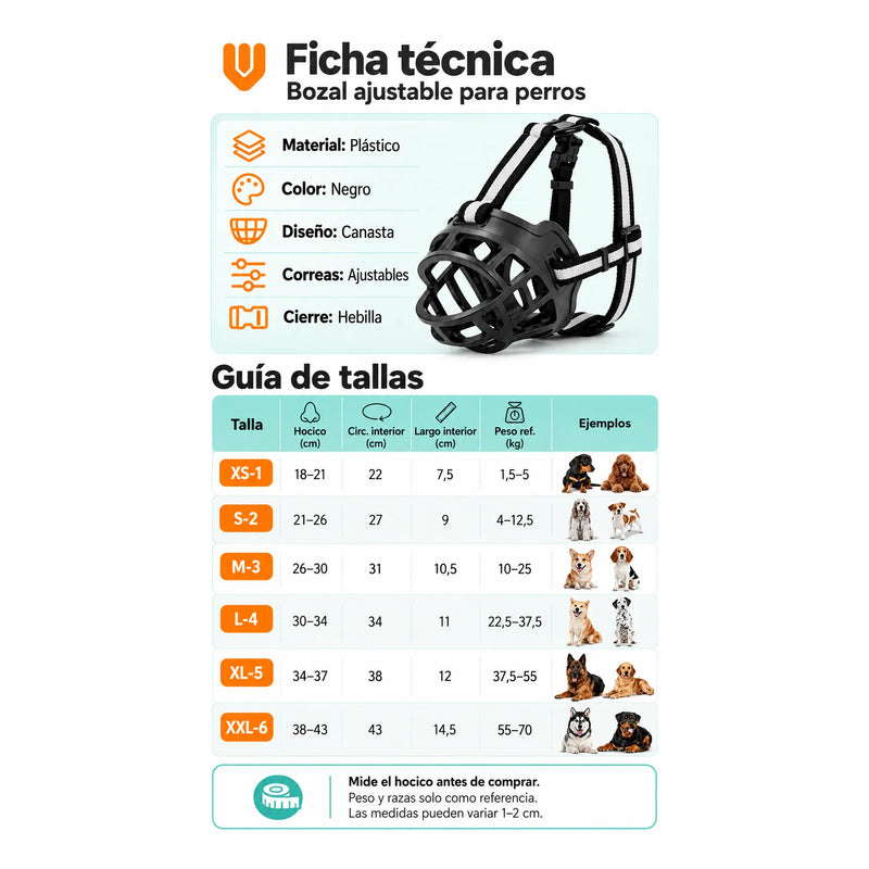 Accesorio Adiestramiento Perros Grandes Evita Daños Hogar Ne Negro Mediano