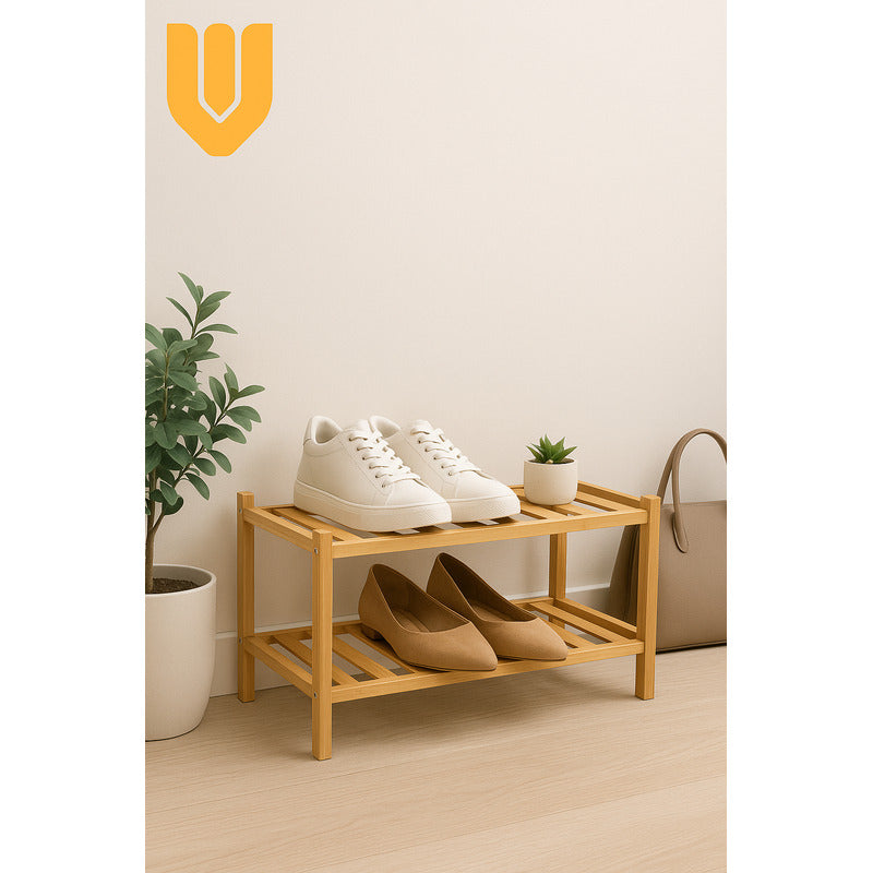 Zapatero Minimalista Bambú Premium 2 Niveles Vitrineon Cl