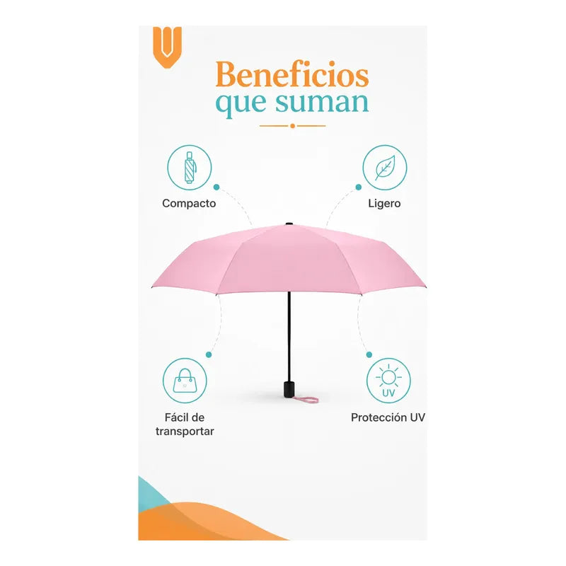 Parasol Retractil Sombrilla Plegable Paragua Lluvia 8 Varill