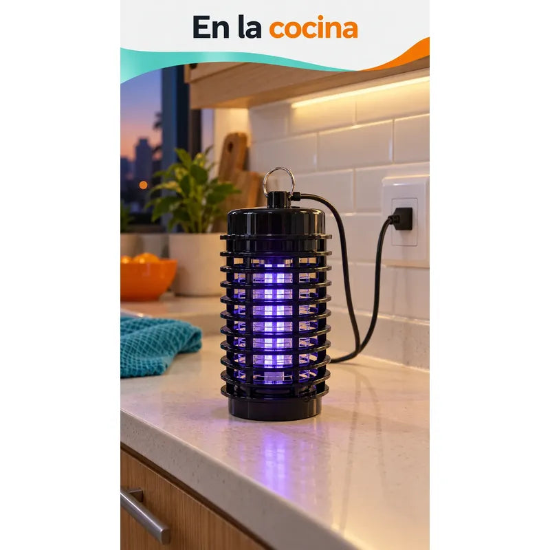 Lampara Mata Mosquitos Moscas Zancudos Luz Ultravioleta Negro Mata Mosquitos Matamosquitos Mata Zancudos Lámpara Eléctrica Led Negra Rejilla Exterior Cable 220 V Interior