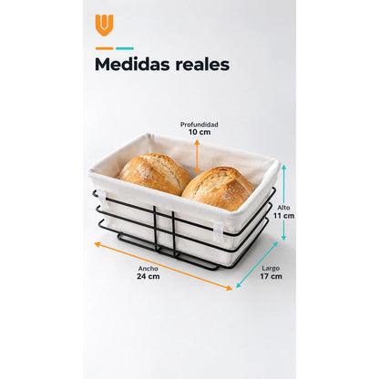 4 Paneras Tela Base Metal 24cm Comparte Desayunos Mesa Hogar Panera Rectangular Tela Base Metálica 24 Cm Canasto Pan Cesta Presentación Mesa Desayuno Once Comedor Cocina Hogar Blanco Panera...
