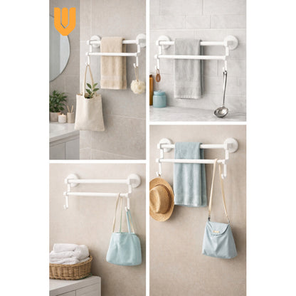 Soporte Toallas Baño Cocina Doble Mural Colgador Organizador