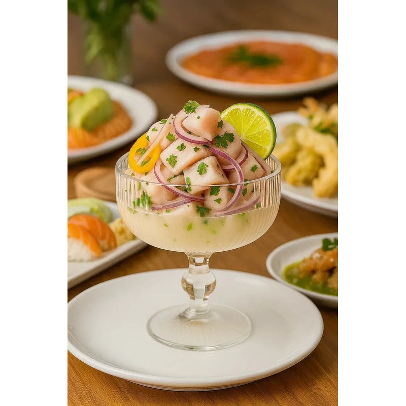 X6 Copas Vidrio Ceviche Coctel Mojito 10cm Alto 11 5cm Diametro Pack 6 Copa Transparente Cristal Resistente Apto Lavavajillas Base Alta Texturizada Postres Entradas Gourmet