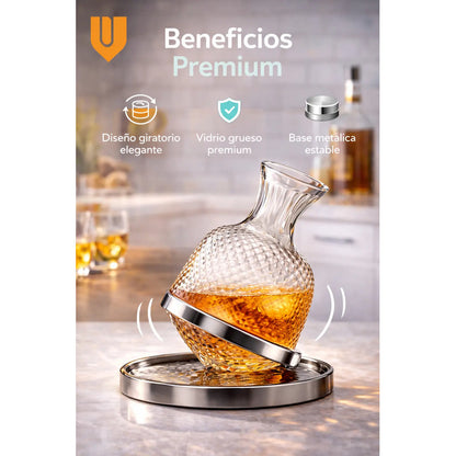 Decantador Vidrio Aireador Vinos Oxigenador Giratorio 1500ml Decantador Aireador Vino Giratorio 1500ml Vidrio Base Estable Cata Oxigenacion Tintos Elegante Mesa