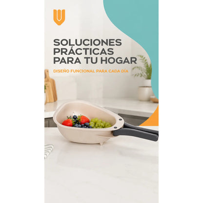 Colador Escurridor Plástico Asas Plegable Frutas Verduras Colador Escurridor Cocina Frutas Verduras Mini Asas Plegables Plástico Beige Compacto Perforado Drenaje