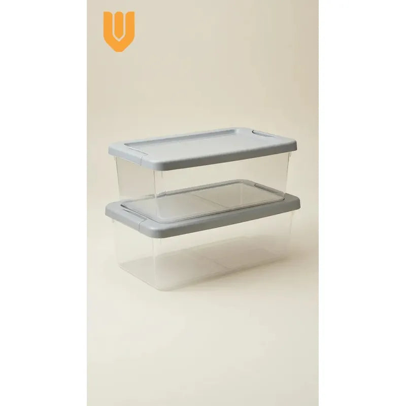 Caja Organizadora Transparente Apilable Vitrineon Cl 10litr Transparente Tapa Gris Organizadora