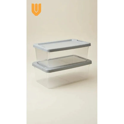 Caja Organizadora Transparente Apilable Vitrineon Cl 10litr Transparente Tapa Gris Organizadora