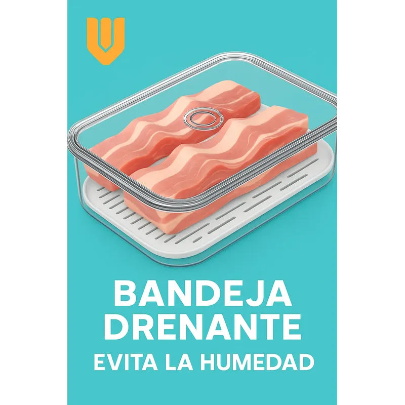 Organizador Acrílico Tapa Refrigerador Contenedor Alimentos Transparente