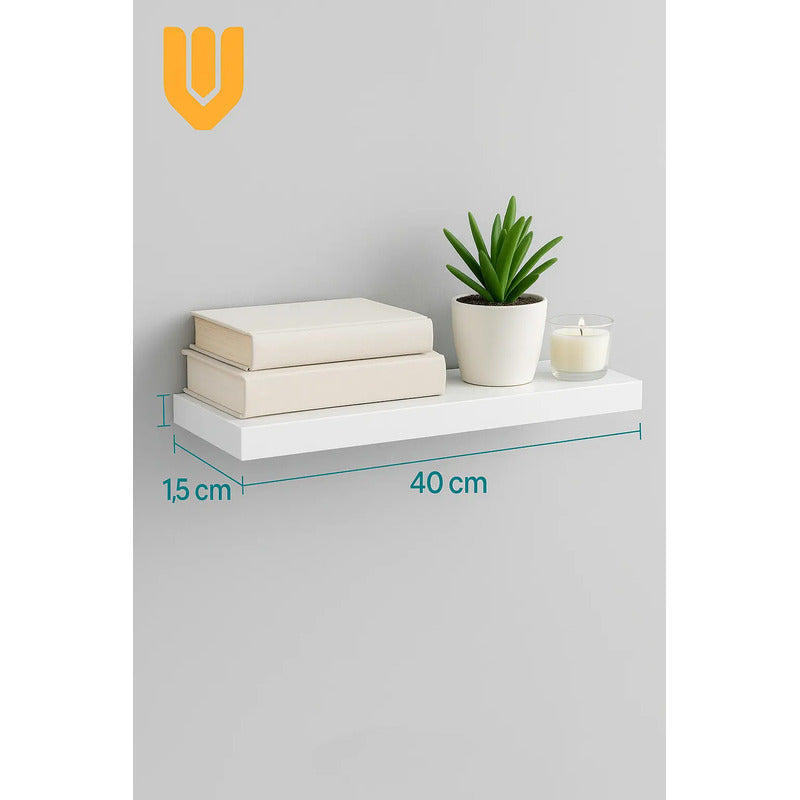Repisa Flotante Estantes Pared Dormitorio Baño Mdf 50x15 Cm Blanco